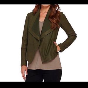 G.I.L.I Leather Jacket Tonal Open Front-Olive